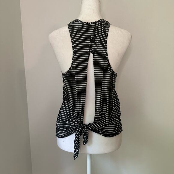Lululemon All Tied Up dark gray & white striped open tie-back tank top - Picture 3 of 8